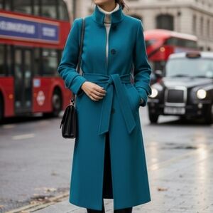 Vintage London Fog 100% Wool Coat | Teal Turquoise Blue | Size M Preppy